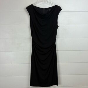David Meister Black Dress‎ Cowl Neck Sleeveless Ruched Sheath Dress 12